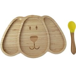 Бамбуковая тарелка на присоске Собака цена и информация | Детская посуда, контейнеры для молока и еды | pigu.lt