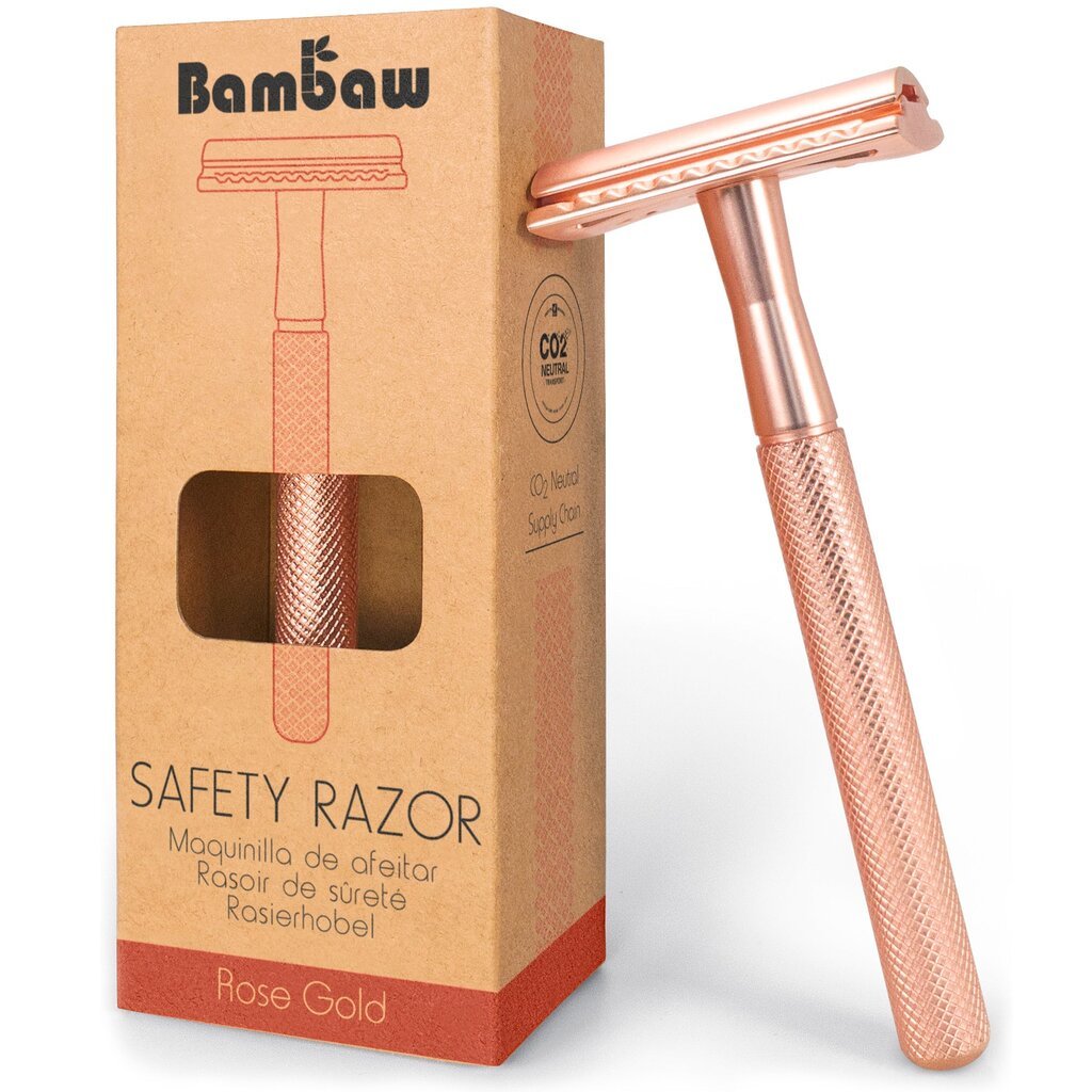 Daugkartinis metalinis skustuvas Bambaw Rose Gold kaina ir informacija | Skutimosi priemonės ir kosmetika | pigu.lt
