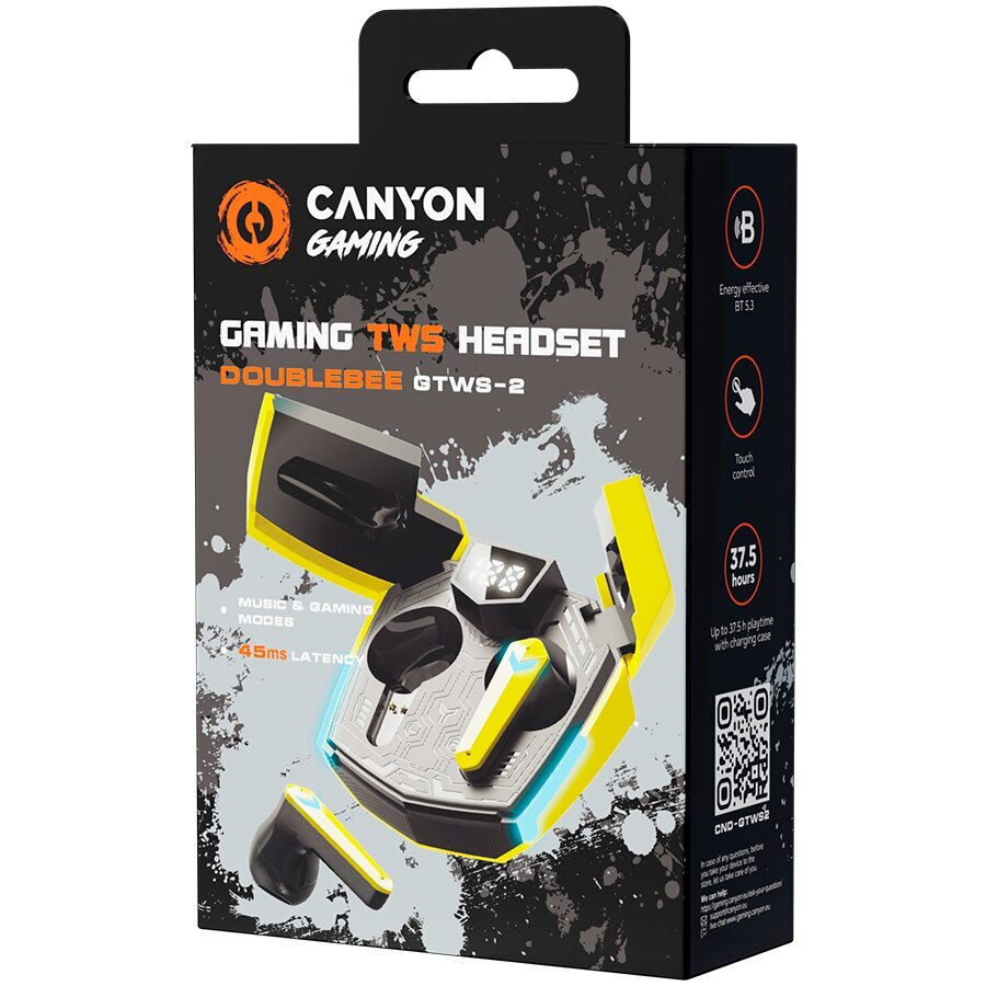 Canyon DoubleBee GTWS-2 Yellow CND-GTWS2Y kaina ir informacija | Ausinės | pigu.lt