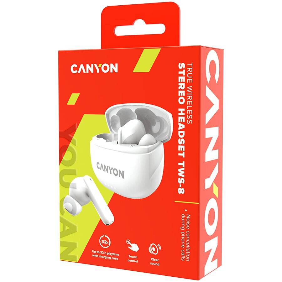 Canyon TWS-8 ENC White CNS-TWS8W kaina ir informacija | Ausinės | pigu.lt