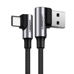 Angle cable USB to USB-C UGREEN US176, 3A, 0.5m (black) цена и информация | Кабели для телефонов | pigu.lt