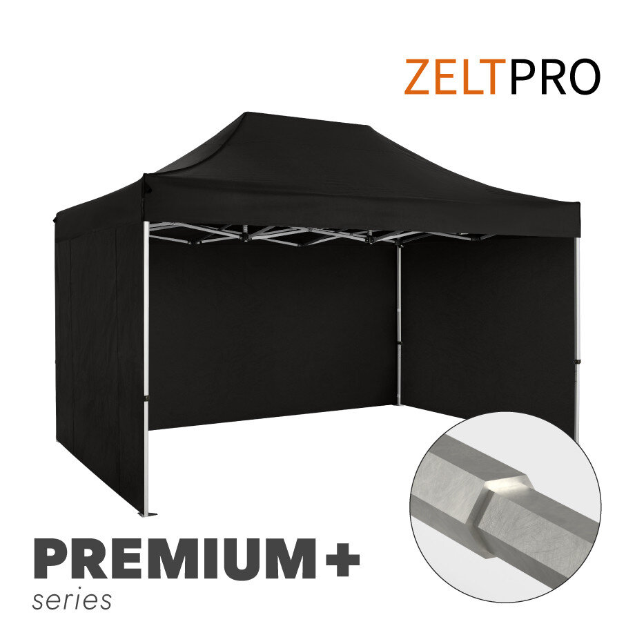 Prekybinė Palapinė Zeltpro Premium+, 3x4,5 m, Juoda kaina ir informacija | Palapinės | pigu.lt