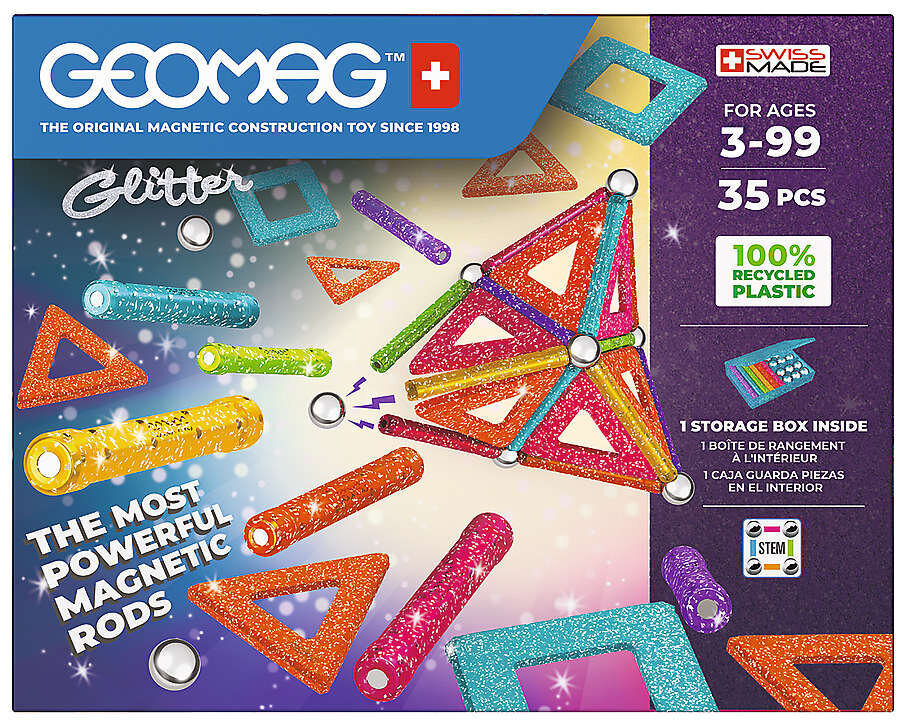 Magnetinės kaladėlės Geomag Glitter, 35 d. kaina ir informacija | Konstruktoriai ir kaladėlės | pigu.lt