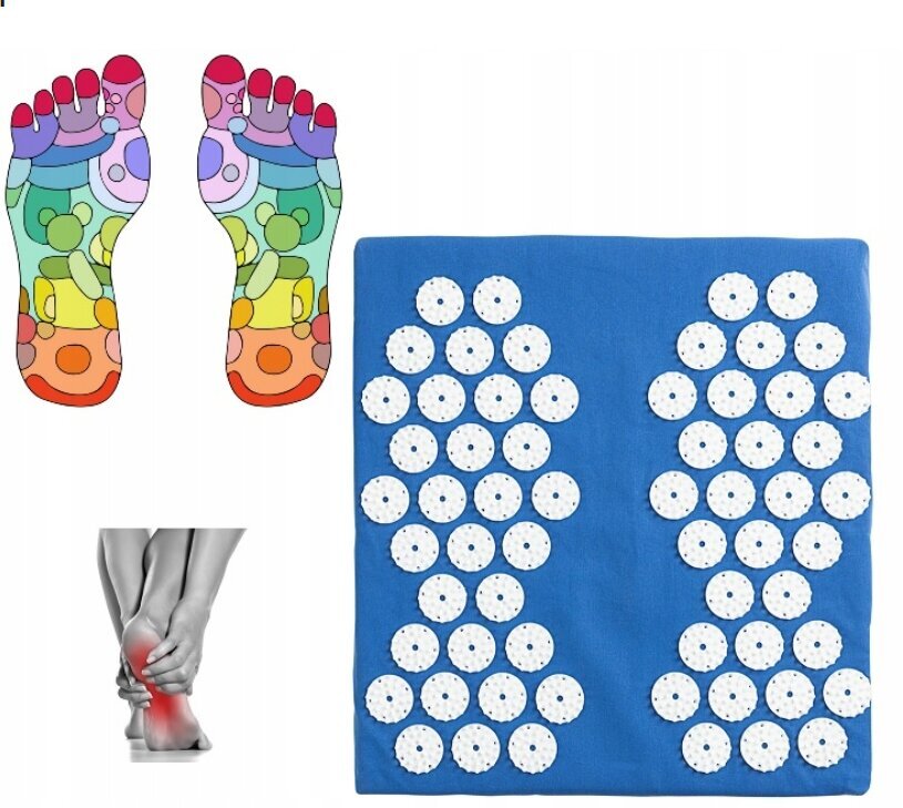 Akupresūrinis kilimėlis BodyNetics BNFT, 40x35x4cm, mėlynas kaina ir informacija | Masažo reikmenys | pigu.lt