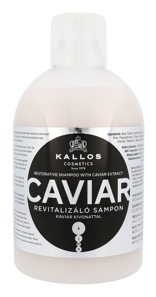 Spindesio suteikiantis šampūnas plaukams Kallos Caviar Restorative, 1000 ml цена и информация | Šampūnai | pigu.lt