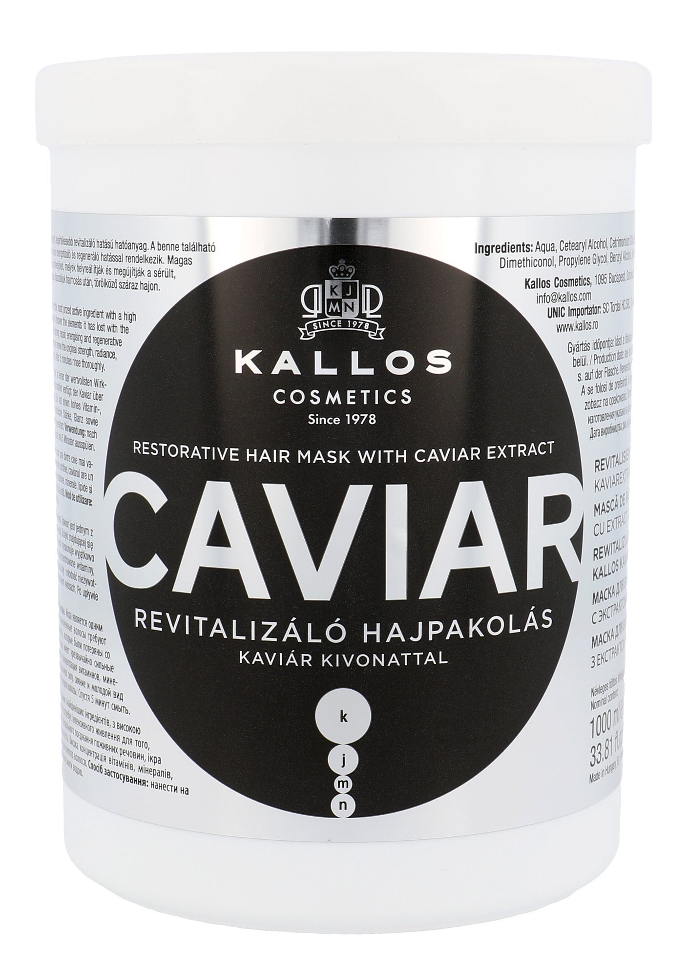 Atkuriamoji plaukų kaukė su ikrų ekstraktu Kallos Caviar Restorative 1000 ml