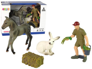 Набор фигурок животных (коричневая лошадь, заяц, фермер) цена и информация | Игрушки для мальчиков | pigu.lt