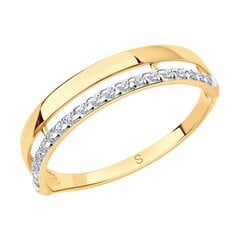Золотое кольцо с цирконами 0010627700116 цена и информация | Кольцо | pigu.lt