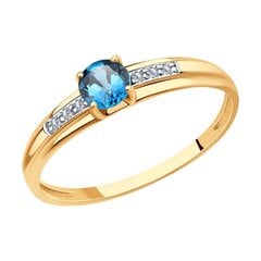 Золотое кольцо с цирконами и топазом 0010625900125 цена и информация | Кольца | pigu.lt