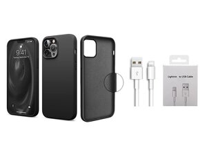 Jashinne Silicon case set 2in1: IP14P черный чехол и USB-кабель Lightning. цена и информация | Чехлы для телефонов | pigu.lt