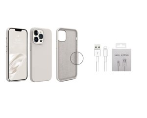 Jashinne Silicon case set 2in1: IP14PM кремовый футляр и USB-кабель Lightning цена и информация | Чехлы для телефонов | pigu.lt