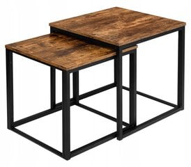 2-jų kavos staliukų komplektas eHokery Praven, rudas/juodas kaina ir informacija | Kavos staliukai | pigu.lt
