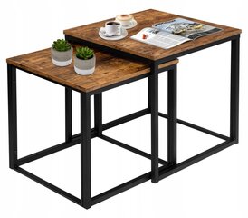 2-jų kavos staliukų komplektas eHokery Praven, rudas/juodas kaina ir informacija | Kavos staliukai | pigu.lt