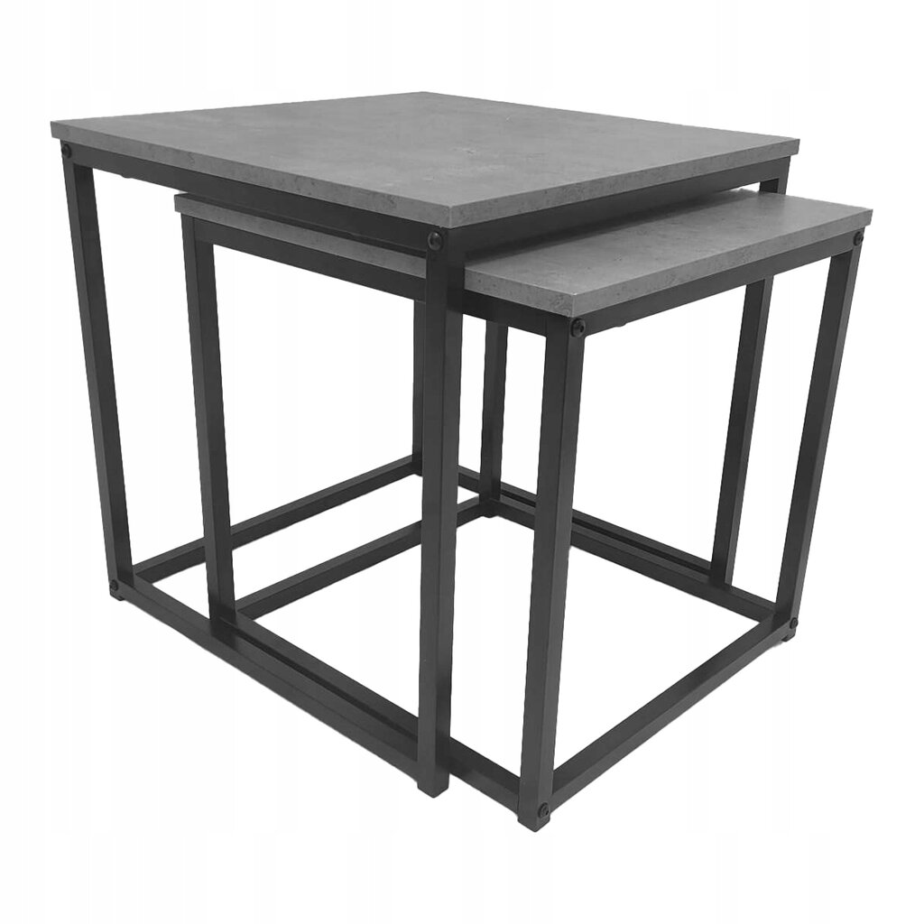 2-jų kavos staliukų komplektas Kontrast Sk101b, pilkas/juodas цена и информация | Kavos staliukai | pigu.lt