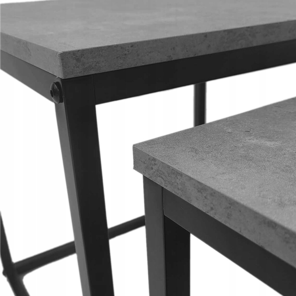 2-jų kavos staliukų komplektas Kontrast Sk101b, pilkas/juodas kaina ir informacija | Kavos staliukai | pigu.lt