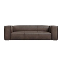 Trivietė odinė sofa Agawa, 227x100x68 cm, tamsiai ruda kaina ir informacija | Sofos | pigu.lt