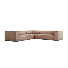 Пятиместный кожаный угловой диван Agawa, 280x280x68 см, светло-коричневый цена и информация | Угловые диваны | pigu.lt
