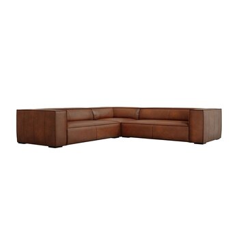 Penkiavietė odinė kampinė sofa Agawa, 280x280x68 cm, ruda kaina ir informacija | Minkšti kampai | pigu.lt