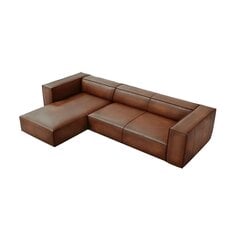 Keturvietė kairinė odinė kampinė sofa Agawa, 290x173x68 cm, ruda kaina ir informacija | Minkšti kampai | pigu.lt