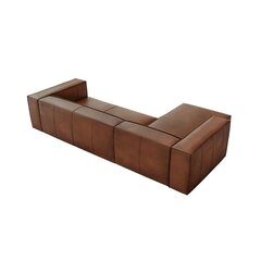 Keturvietė kairinė odinė kampinė sofa Agawa, 290x173x68 cm, ruda kaina ir informacija | Minkšti kampai | pigu.lt