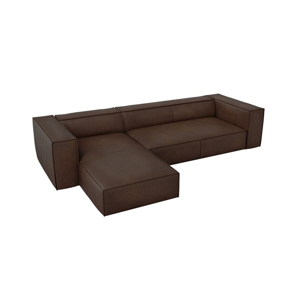 Keturvietė kairinė odinė kampinė sofa Agawa, 290x173x68 cm, tamsiai ruda kaina ir informacija | Minkšti kampai | pigu.lt
