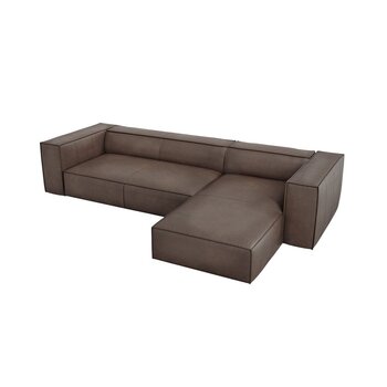 Keturvietė dešininė odinė kampinė sofa Agawa, 290x173x68 cm, rudos spalvos kaina ir informacija | Minkšti kampai | pigu.lt