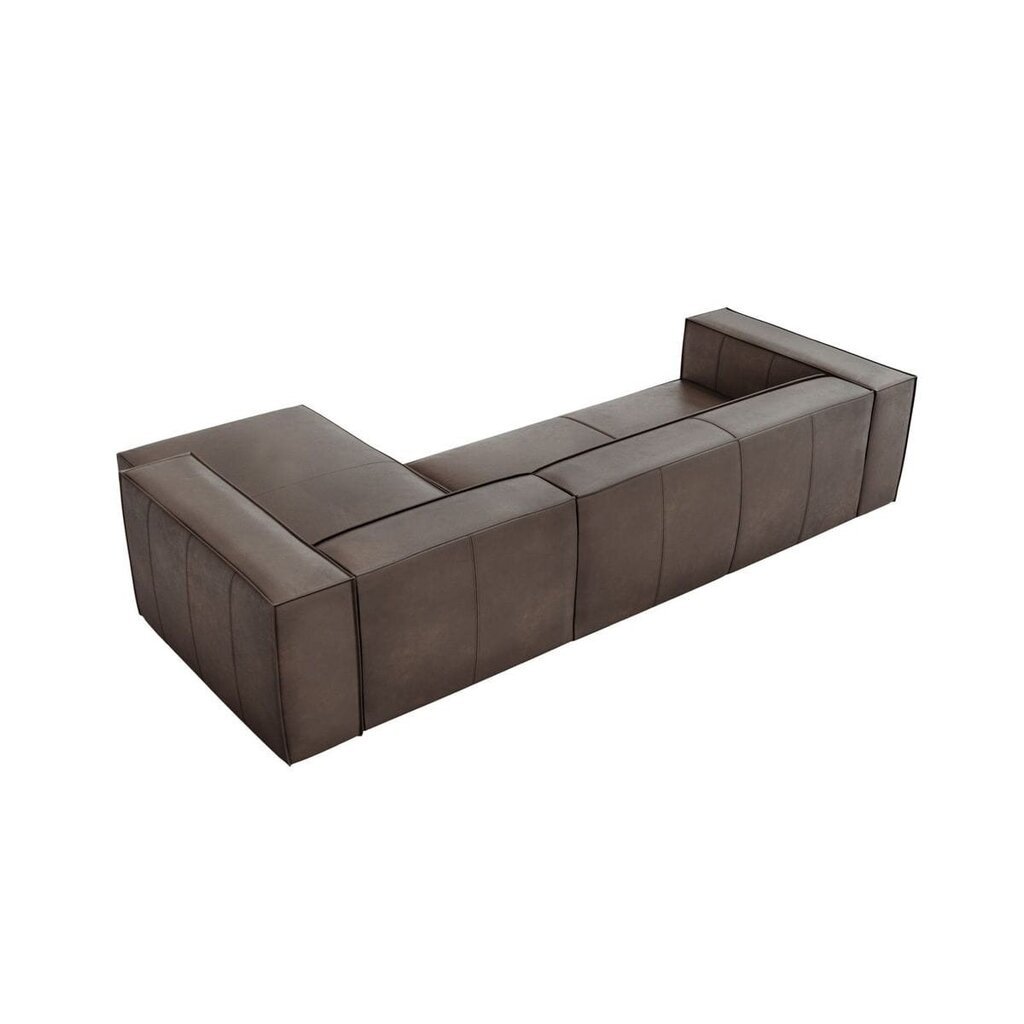 Keturvietė dešininė odinė kampinė sofa Agawa, 290x173x68 cm, rudos spalvos цена и информация | Minkšti kampai | pigu.lt