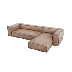 Четырехместный правосторонний угловой кожаный диван Agawa, 290x173x68 см, песочный цена и информация | Угловые диваны | pigu.lt