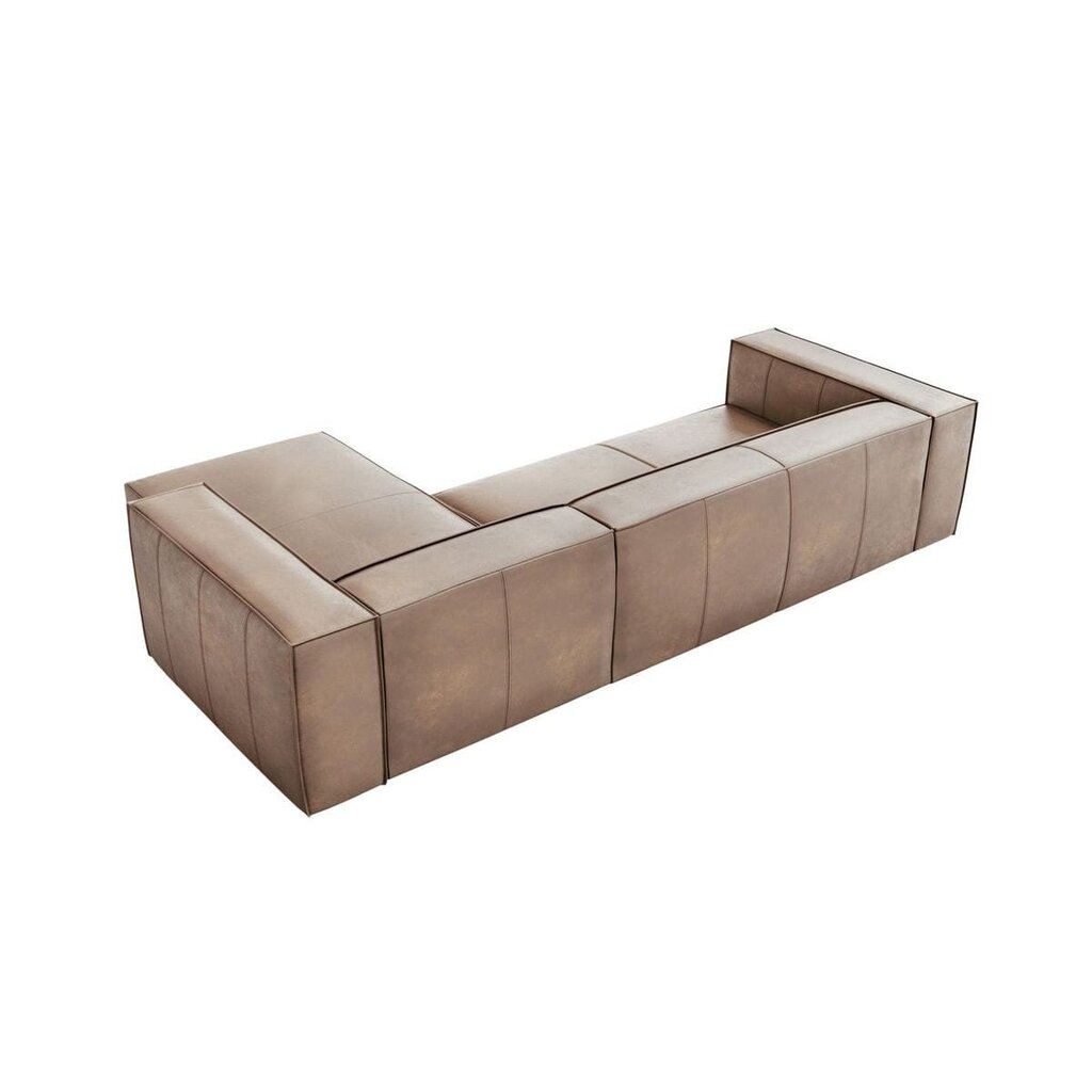 Keturvietė dešininė odinė kampinė sofa Agawa, 290x173x68 cm, smėlio kaina ir informacija | Minkšti kampai | pigu.lt