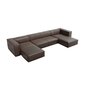 Šešiavietė odinė kampinė sofa Agawa, 375x173x68 cm, tamsiai ruda kaina ir informacija | Minkšti kampai | pigu.lt