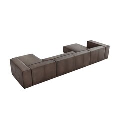 Šešiavietė odinė kampinė sofa Agawa, 375x173x68 cm, tamsiai ruda kaina ir informacija | Minkšti kampai | pigu.lt