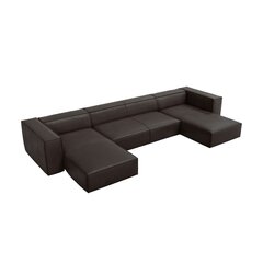 Шестиместный кожаный угловой диван Agawa, темно-коричневый цена и информация | Угловые диваны | pigu.lt