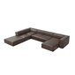 Šešiavietė odinė kampinė sofa Agawa, 365x270x68 cm, ruda kaina ir informacija | Minkšti kampai | pigu.lt