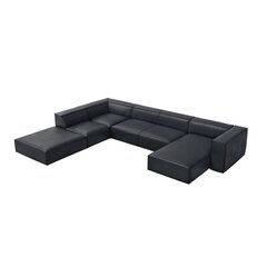 Šešiavietė odinė kampinė sofa Agawa, 365x270x68 cm, tamsiai mėlyna kaina ir informacija | Minkšti kampai | pigu.lt