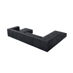 Šešiavietė odinė kampinė sofa Agawa, 365x270x68 cm, tamsiai mėlyna kaina ir informacija | Minkšti kampai | pigu.lt