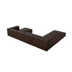 Šešiavietė odinė kampinė sofa Agawa, 365x270x68 cm, tamsiai rudos spalvos kaina ir informacija | Minkšti kampai | pigu.lt