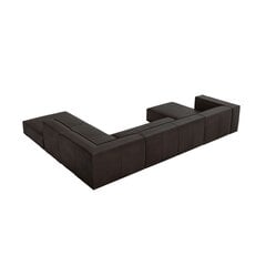 Šešiavietė odinė dešininė sofa Agawa, 365x270x68 cm, tamsiai ruda kaina ir informacija | Minkšti kampai | pigu.lt