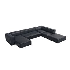 Шестиместный кожаный правосторонний диван Agawa, 365x270x68 см, темно-синий цена и информация | Угловые диваны | pigu.lt