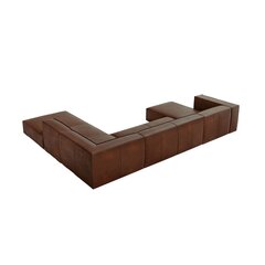 Šešiavietė odinė dešininė sofa Agawa, 365x270x68 cm, ruda kaina ir informacija | Minkšti kampai | pigu.lt