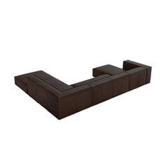 Šešiavietė odinė dešininė sofa Agawa, 365x270x68 cm, tamsiai ruda kaina ir informacija | Minkšti kampai | pigu.lt