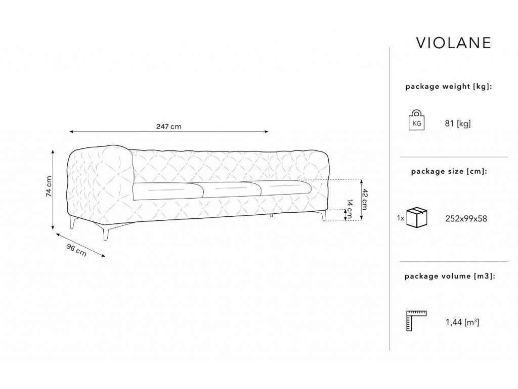 Sofa Micadoni Home Violane, žalia цена и информация | Sofos | pigu.lt