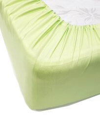 Однотонная сатиновая простынь на резинке Soft Shadow Lime, 140x200 см цена и информация | Простыни | pigu.lt