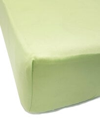 Однотонная сатиновая простынь на резинке Soft Shadow Lime, 160x200 см цена и информация | Простыни | pigu.lt