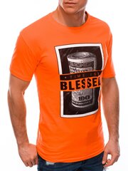 футболка с принтом s1601 - оранжевая цена и информация | Футболка мужская | pigu.lt