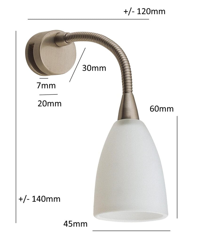 Veidrodžio šviestuvas G.LUX M02 su LED lempute kaina ir informacija | Sieniniai šviestuvai | pigu.lt