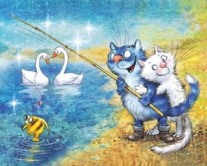 Deimantinė mozaika su rėmeliu TM Varvikas Cats - Fishing Time LG278e 40x50 cm kaina ir informacija | Deimantinės mozaikos | pigu.lt