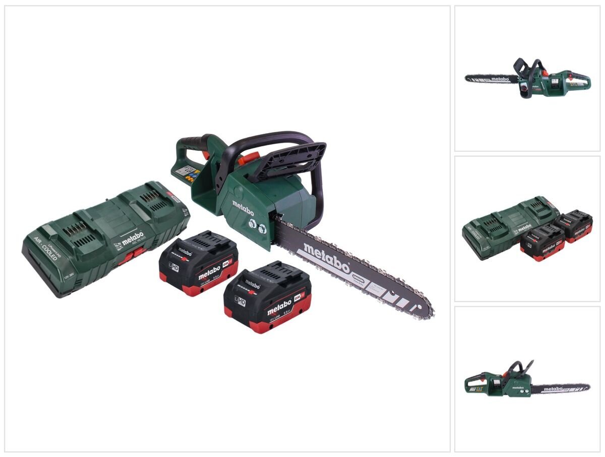 Akumuliatorinis grandininis pjūklas Metabo MS 36-18 LTX BL 40 36 V (2x 18 V) 40 cm 22 m/s bešepetėlis + 2x akumuliatorius 5,5 Ah + dvigubas įkroviklis цена и информация | Pjūklai, pjovimo staklės | pigu.lt