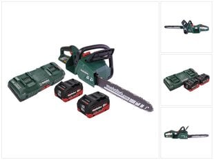 Аккумуляторная бензопила Metabo MS 36-18 LTX BL 40 36 В (2x 18 В) 40 см 22 м/с бесщеточный + 2х аккумулятора 10,0 Ач + двойное зарядное устройство цена и информация | Пилы, циркулярные станки | pigu.lt