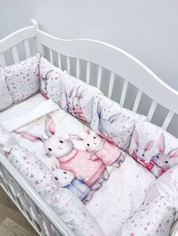 Happy Family vaikiškas patalų komplektas su apsaugomis Bunny, 17 dalių цена и информация | Patalynė kūdikiams, vaikams | pigu.lt