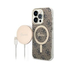Оригинальный чехол GUESS Gold Logo + Зарядное устройство MagSafe для iPhone 14 Pro (6,1″) — White Marble цена и информация | Чехлы для телефонов | pigu.lt